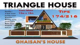 RUMAH SEGITIGA UNIK  DENGAN BALKON YANG LUAS #rumahsegitiga #trianglehouse  #grissearch