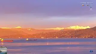 English Bay Vancouver, Sun rising,  pink to orange to blue to orange. Speed x12.  Happy New Year