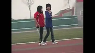 Chinese RHD amputee girl crutching