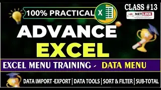 Excel Data Menu using Sort - Filter | Sub total | Data Import and Export | Goal Seek | consolidate