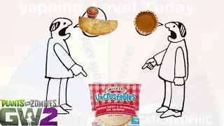 arguing whether an uncrustable is a pie or calzone in pvzgw2