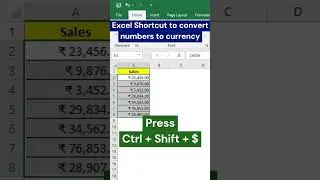 Convert numbers into Currency #interview #excel #exceljobinterview#yt #ytshorts  #job #exceltech