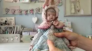 Авторская кукла из запекаемого пластика в антикварном стиле.
