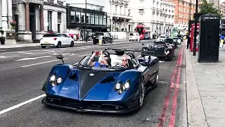 $15 MILLION ZONDA HP BARCHETTA Leading Pagani Convoy In London!!!