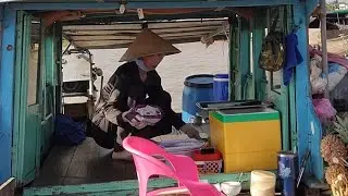 Mekong Delta river floating market real Cai Rang