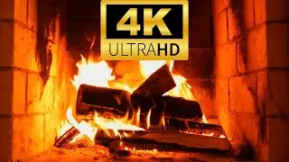 Relaxing 4k REAL Fireplace with crackling burning logs