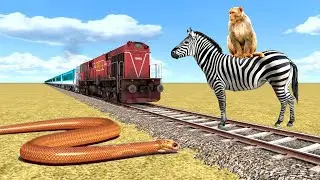 June 19, 2022 Zebra & Anaconda vs monkey crying train | Stops the train | Beamng drive | TrainFun Tv