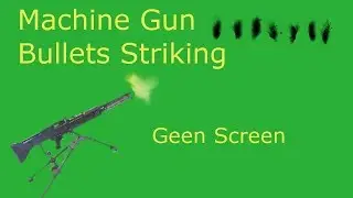 Machine Gun Bullets Striking with sound green screen