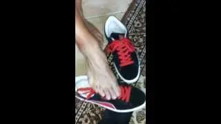 calf, barefoot and sneakers