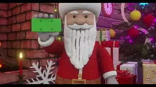 Santa Claus Stands in a Beautifully Decorated Christmas 2024 Room | Motion Graphics template - Env