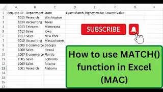How to use MATCH function in Excel | MAC