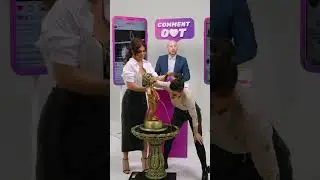 Ксения Бородина пьёт струю фонтана 