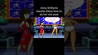 Anna teaches Elena how to do her win pose