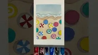 How to draw & watercolor a beach #watercolorpainting #arttutorial #watercolortutorial #watercolorart