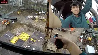 Крановщик. Строим детский сад. Crane operator. Working on a tower crane.