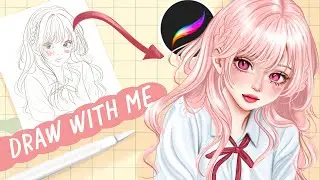 My PROCREATE digital art process! Cute anime inspired girl
