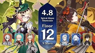 Emilie Burning & Chiori Double Geo & Hydro - 4.8 Spiral Abyss - Floor 12 (9 Stars) Showcase