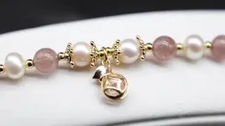 14k gilded baroque style irregular shape 10.3mm freshwater elastic pearl bracelet