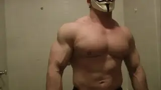 Ninja Tyler Bodybuilder Natural Pecs and ABS Muscle Flexing