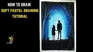 Father's day drawing with soft pastel | Beautiful scenery drawing with soft pastels