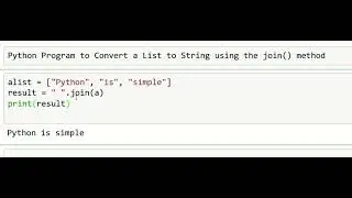 Python Program to Convert a List to a String | Using join()
