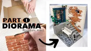 Part 1 of 5 Diorama Bookstore Miniature Scale Model Making | Cardboard Box & Hardback Book