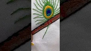 Janmashtami special, embroidery on T-shirt flute and peacock feather #embroidery