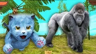 Met a Gorilla and a TIGER in the simulator a little kitten. Cartoon game for kids