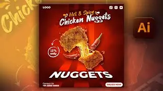 Illustrator CC Tutorial | Graphic Design | Chicken Nuggets Poster Design 🍗