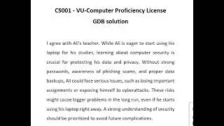CS001   VU Computer Proficiency License GDB solution
