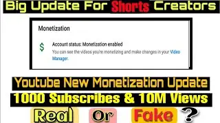 Shorts channel kaise Monetize Kare | Official update from youtube