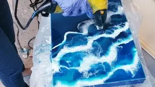 Easy DIY Resin Ocean Wave Painting. Easy Resin Art! Fluid art, abstract art, florida, modern art