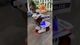 2-in-1 Robot Police Car with Lights, Sounds, & Bump-and-Go Action – Transforming Toy