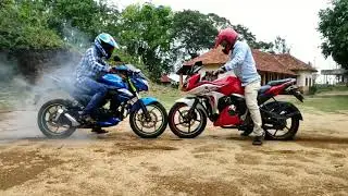 Suzuki gixxer vs Yamaha fazer-- Burn out