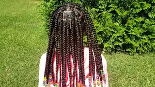 Little Girls Knotless Box Braids| Quick Braided Hair Styles| Kids Braids| Braids & Beads