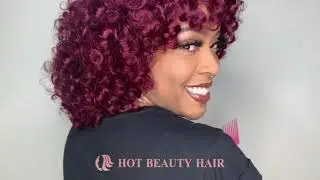 Super Double Drawn Rose Curl Bang Wig Color 99J | Hot Beauty Hair