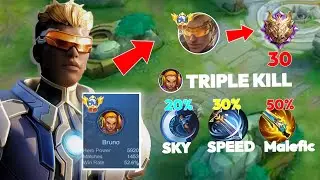 BRUNO 3X TRIPLE KILL SOLO RANK TOP RANK BRUNO / MLBB