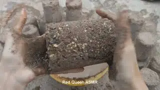 Concrete sand Paste Pouring&Crumbling on the floor satisfying sound