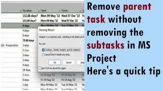 How to delete Summary task in MS Project