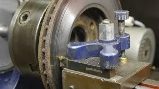Brake disc machining on a 100 year old bench lathe