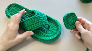 Как связать декор для тапочек крючком. Бабушкин квадрат.