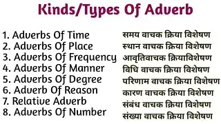 Kinds Of Adverb|Types Of Adverb | Kind Of Adverbs | Type Of Adverbs| Adverb Types In English Grammar