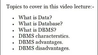 What is DBMS, data, database, characteristics, advantages, disadvantages | Jayesh Umre