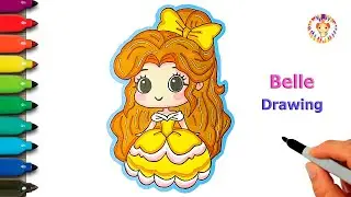 How to draw Princess Belle  💛💗 Cute Belle drawing easy step by step | Beauty and the Beast