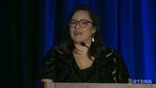 Connie Walker accepts the RTDNA Foundation's 2023 First Amendment Award