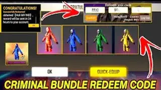 Free Fire Redeem Codes Today | FF Redeem Code Today | Criminal Bundle redeem Code Today