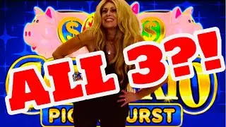 WOW! ALL 3 came to PLAY on COIN TRIO Piggy Burst SLOT machine!