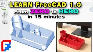 FreeCAD 1.0 Desktop Organizer 3D Modeling Tutorial | From Zero to Hero in 15 Minutes 