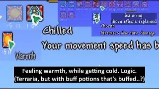 Terraria potions that can break someone's mind (with buffed buff potion and thorn effects)