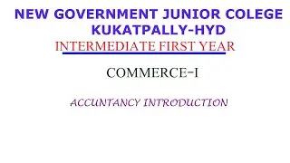 FIRST YEAR ACCOUNTANCY INTRODUCTION